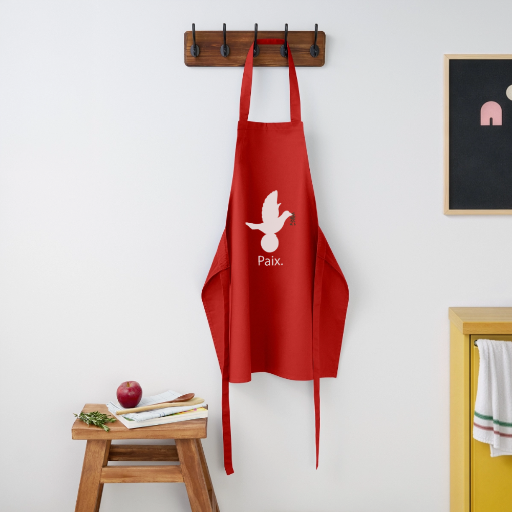 Tablier de cuisine Paix blanc - Lusoquot - rouge