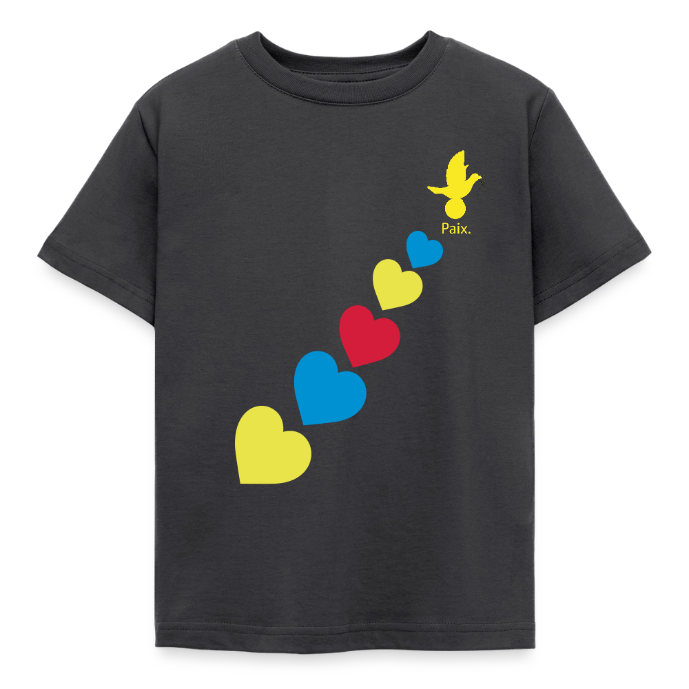 T-shirt Enfant trisomie 21 Paix jaune - Lusoquot - charbon