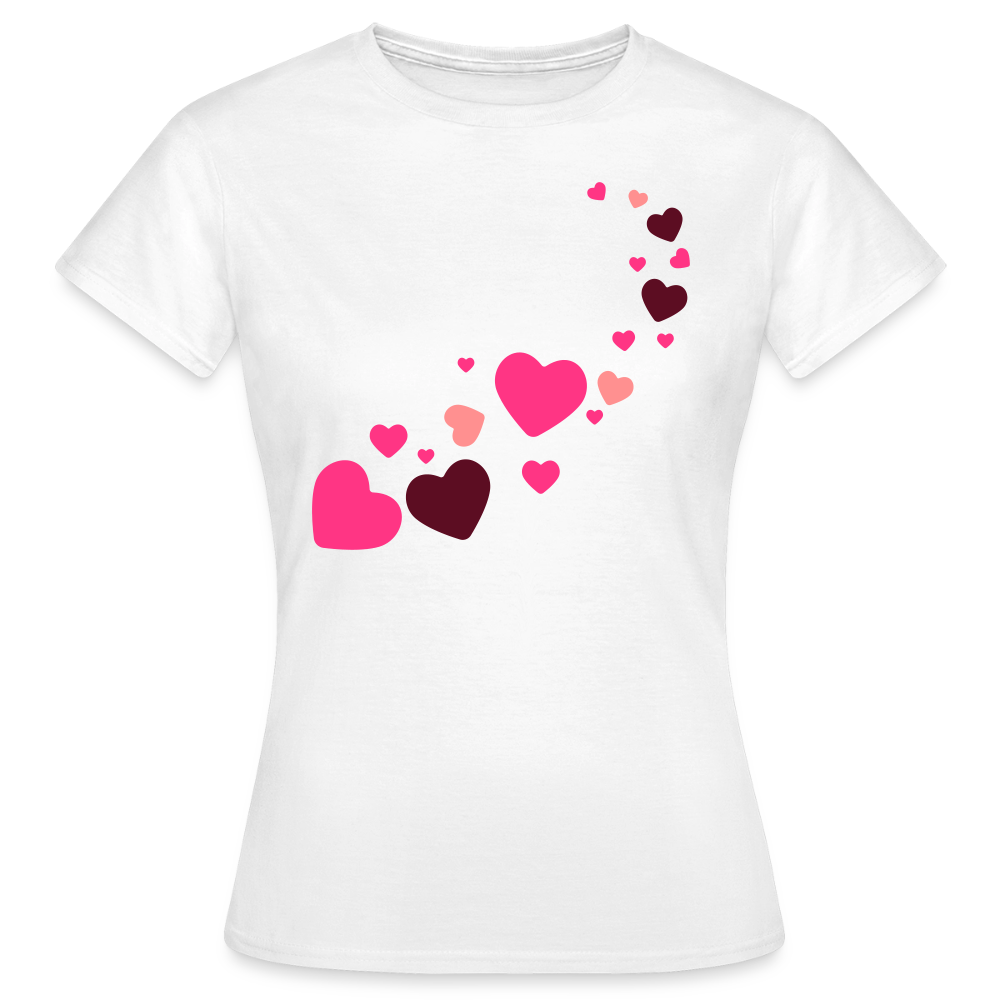 T-shirt Femme coeur Peace rose  - Lusoquot - blanc