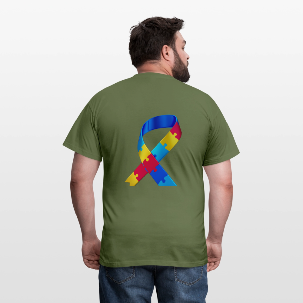 T-shirt Homme -journeemondiale trisomie 21 mars- Peace jaune - vert militaire