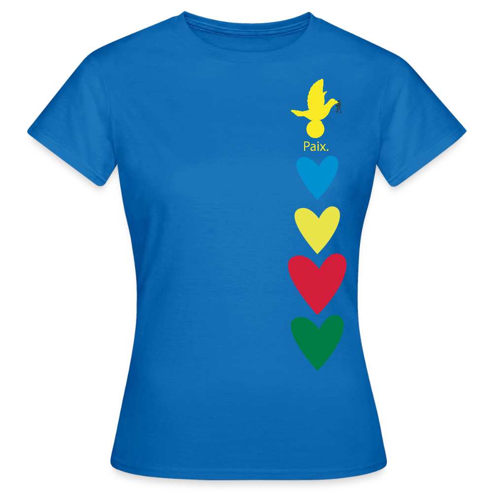 T-shirt Femme journée mondiale trisomie - Paix jaune - bleu royal