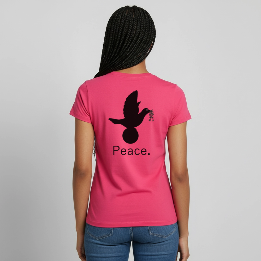 T-shirt Femme I love you to moon and back Peace noir - Lusoquot - rose azalée