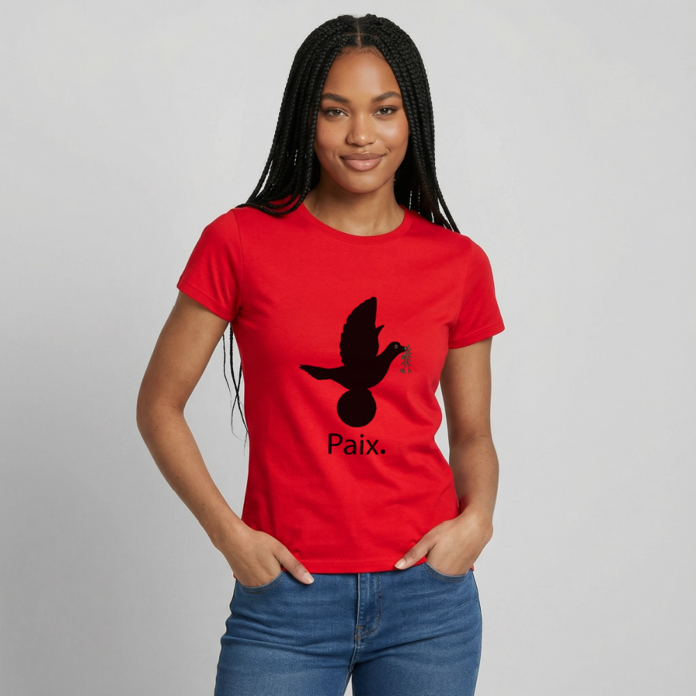 T-shirt Femme Paix noir - Lusoquot - rouge