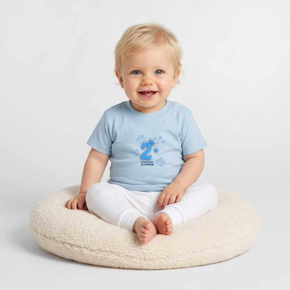 T-shirt Bébé anniversaire 2ans Paix bleu - Lusoquot - bleu clair