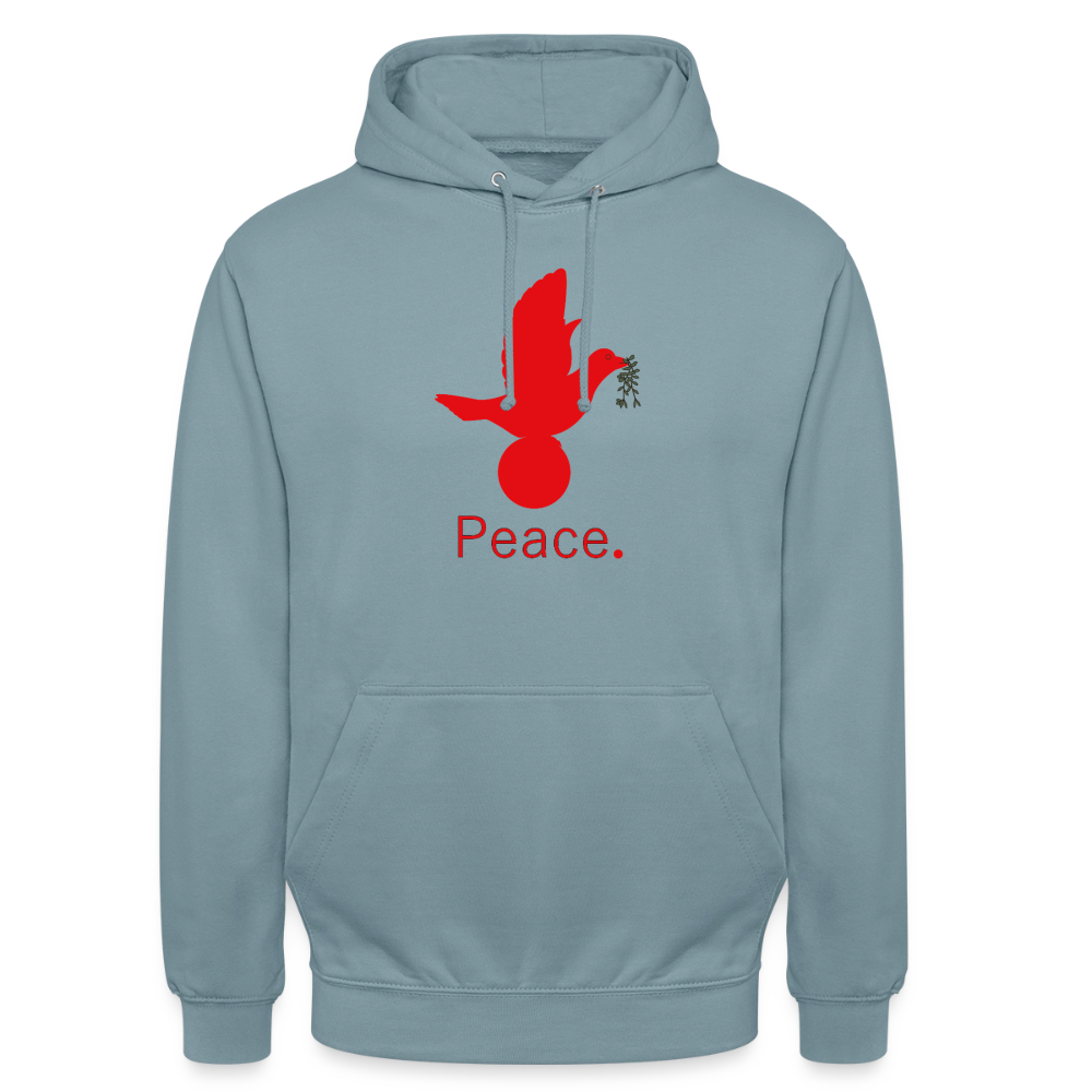 Sweat-shirt à capuche unisexe Peace rouge Lusoquot - bleu fumée