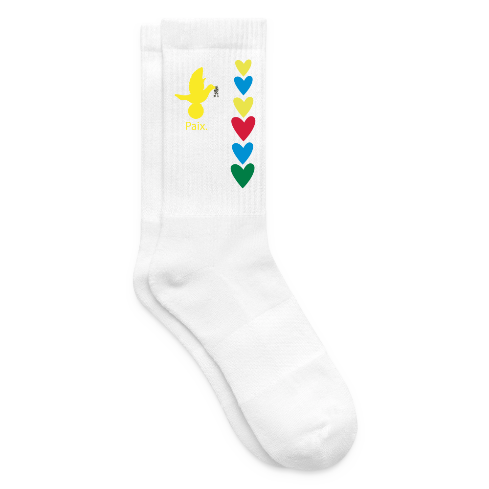 Chaussettes de tennis trisomie - Paix jaune - blanc