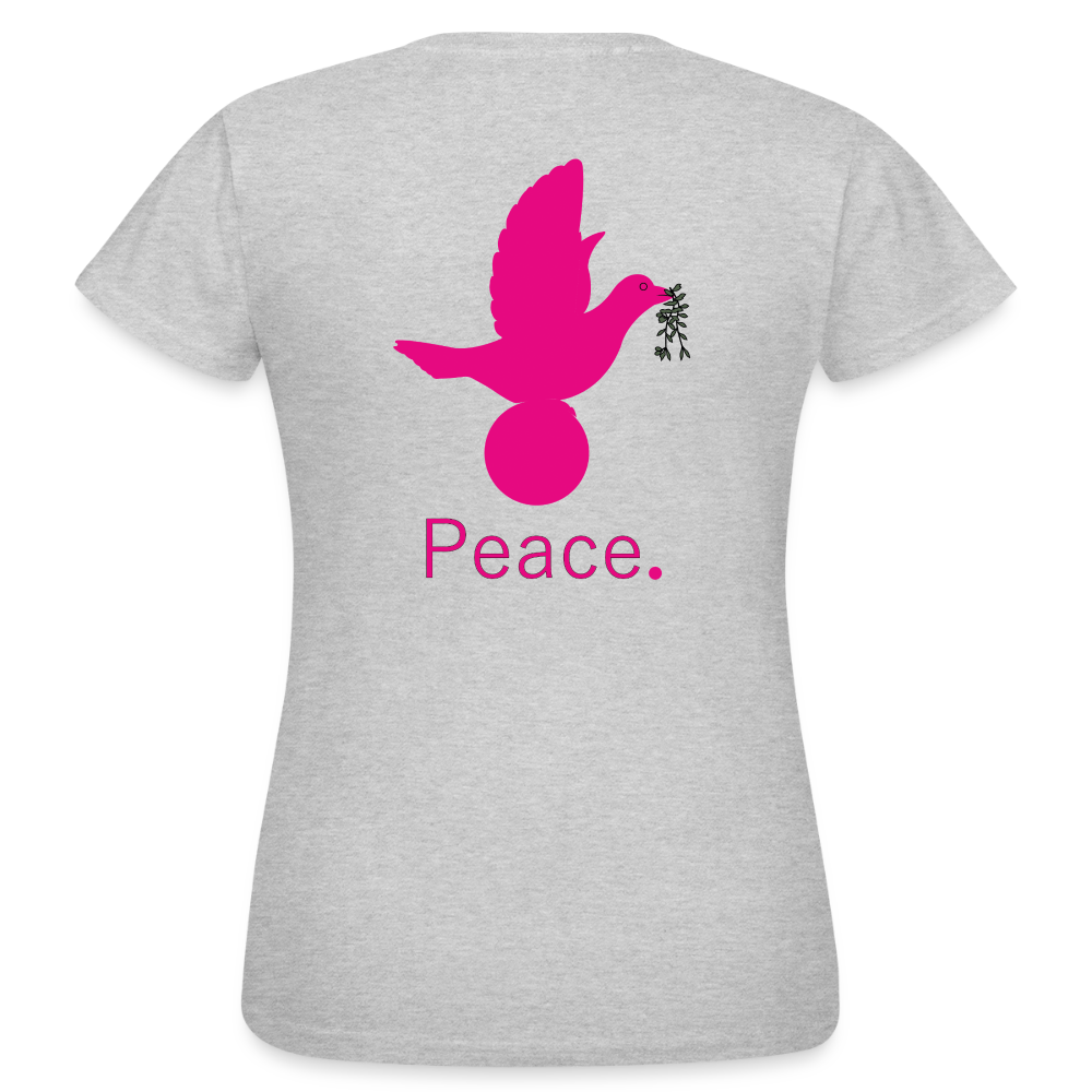 T-shirt Femme coeur Peace rose  - Lusoquot - gris chiné