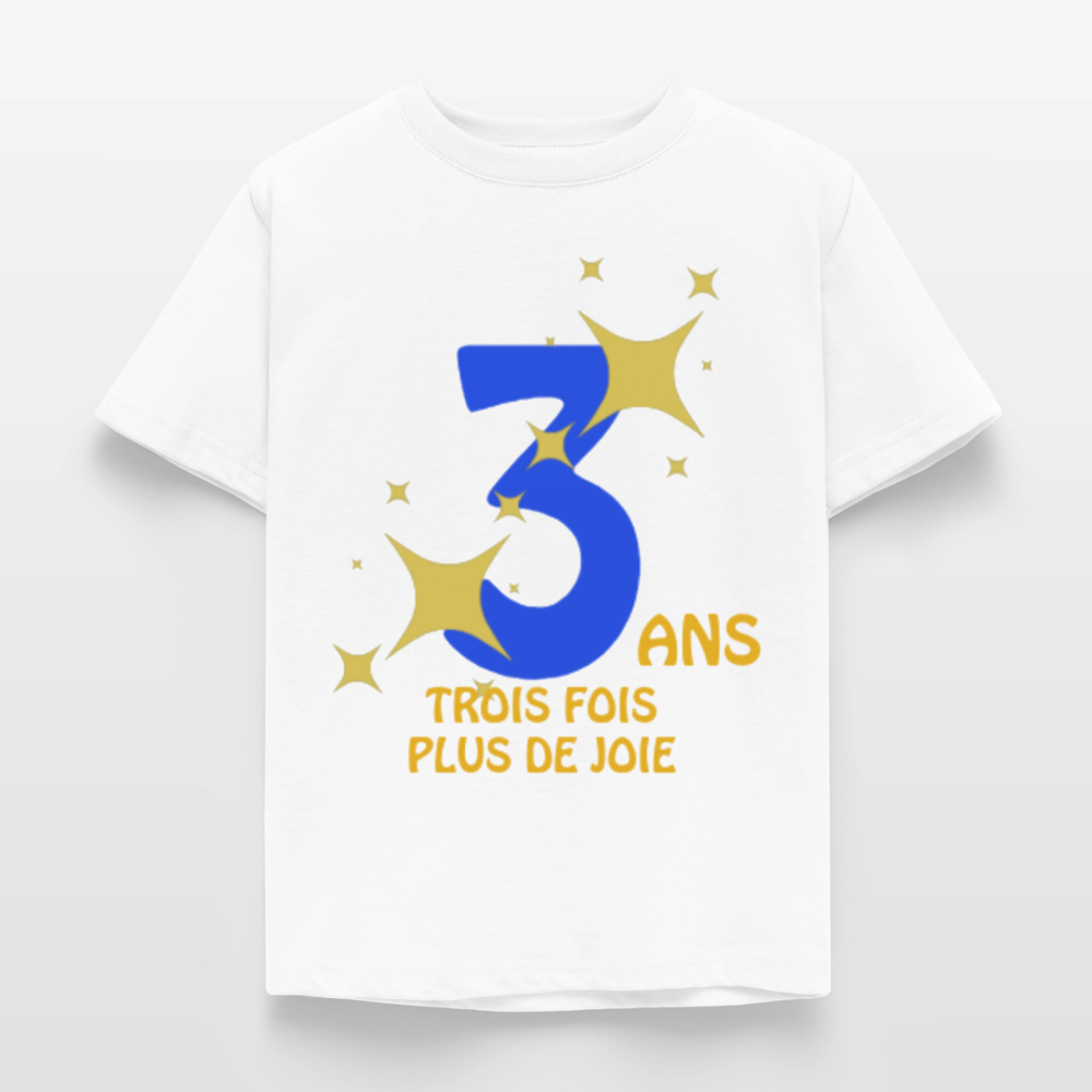 T-shirt Enfant anniversaire 3 ans  Paix bleu - Lusoquot - blanc