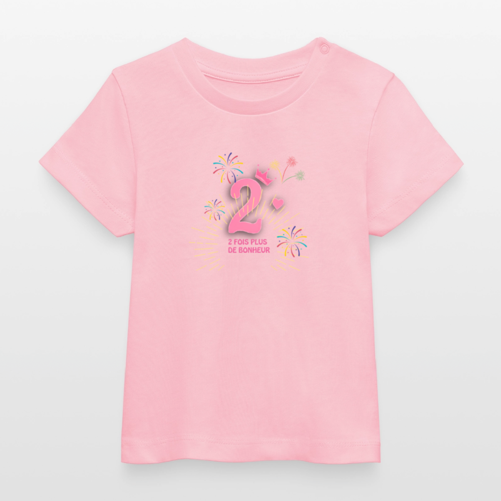 T-shirt bébé bio Stanley/Stella anniaversaire 2 ans Ntifafa rose - Lusoquot - rose pâle