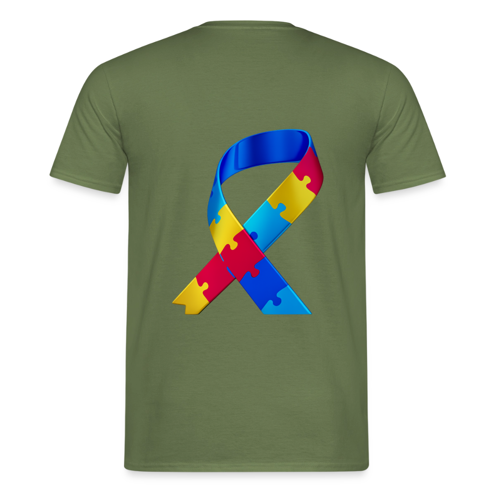 T-shirt Homme -journeemondiale trisomie 21 mars- Peace jaune - vert militaire