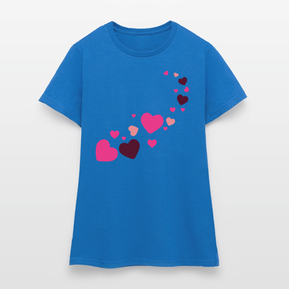 T-shirt Femme coeur Peace rose  - Lusoquot - bleu royal