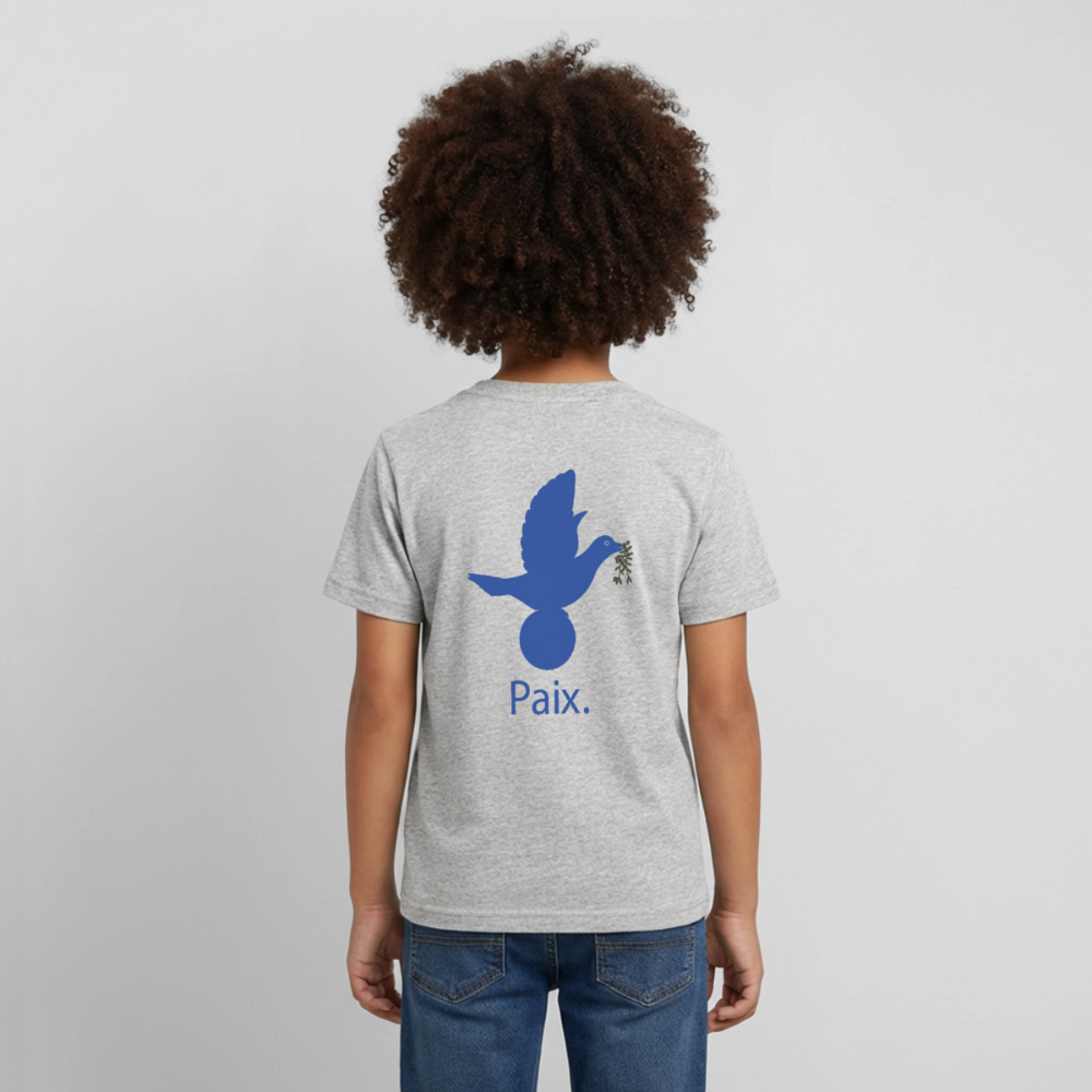 T-shirt Enfant anniversaire 3 ans  Paix bleu - Lusoquot - gris chiné
