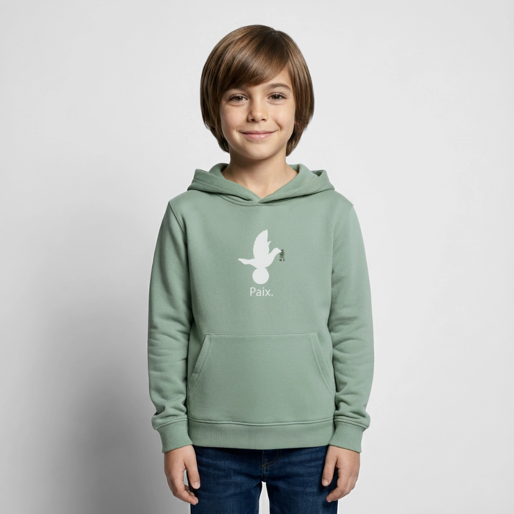 Sweat à capuche Enfant Paix blanc - Lusoquot - vert-de-gris