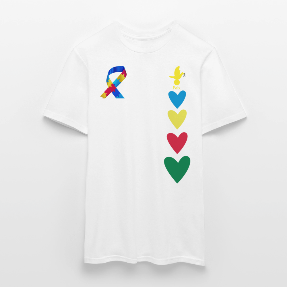 T-shirt Homme -journeemondiale trisomie 21 mars- Peace jaune - blanc
