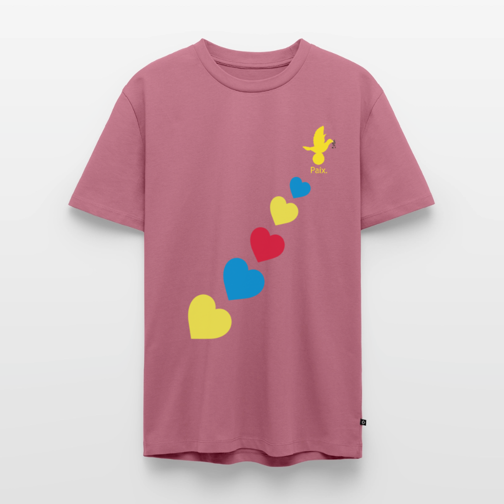 T-shirt Premium Homme trisomie 21  Paix jaune - Lusoquot - mauve