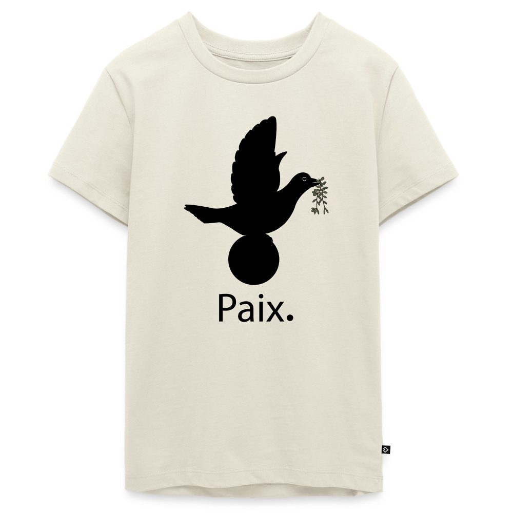 T-shirt Premium Ado Paix noir - Lusoquot - blanc cassé