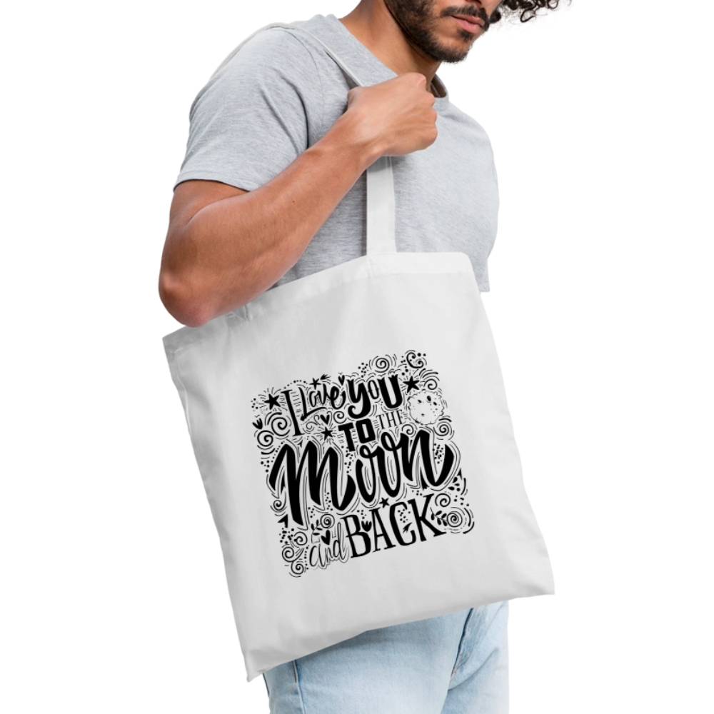Tote Bag I love you to moon and back Peace noir - Lusoquot - blanc