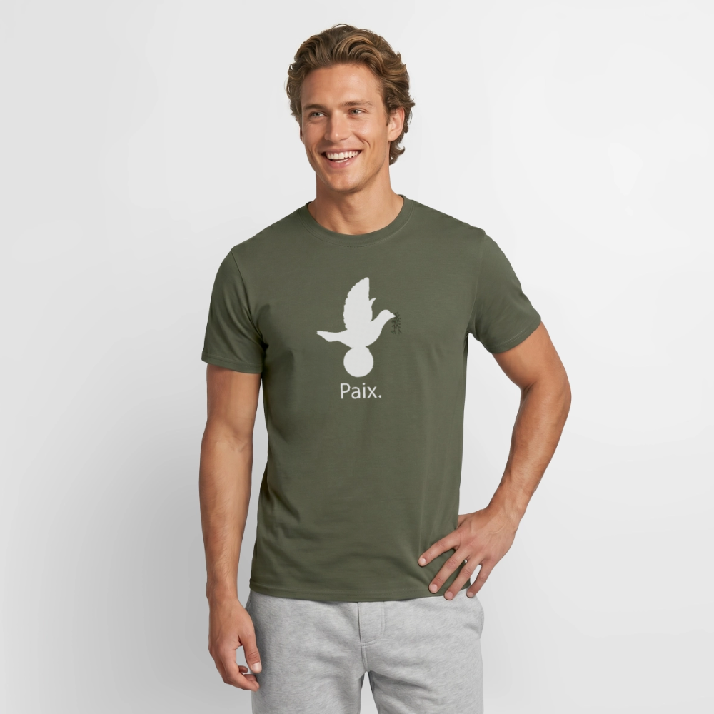 T-shirt Homme Paix blanc - Lusoquot - vert militaire