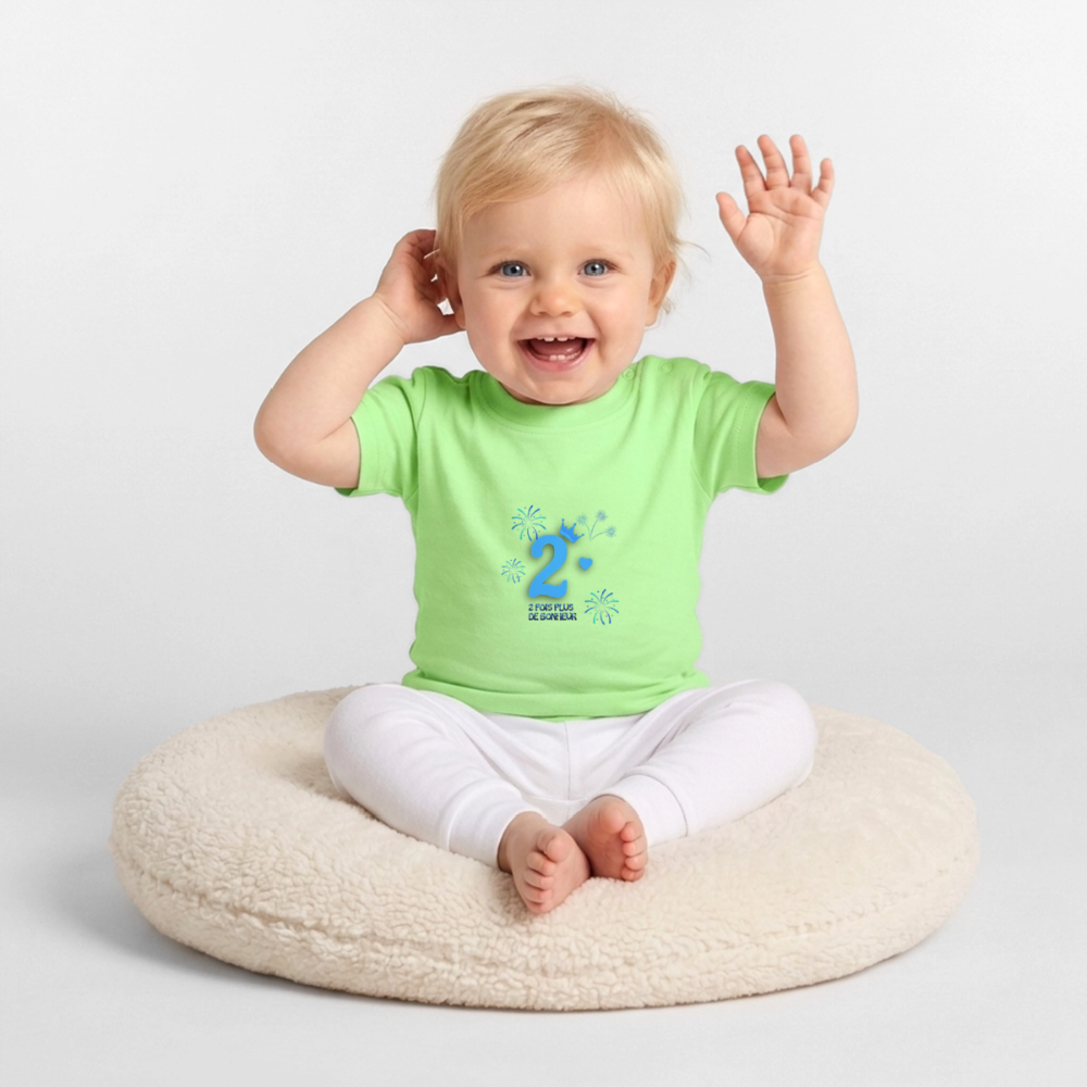 T-shirt Bébé anniversaire 2ans Paix bleu - Lusoquot - vert menthe