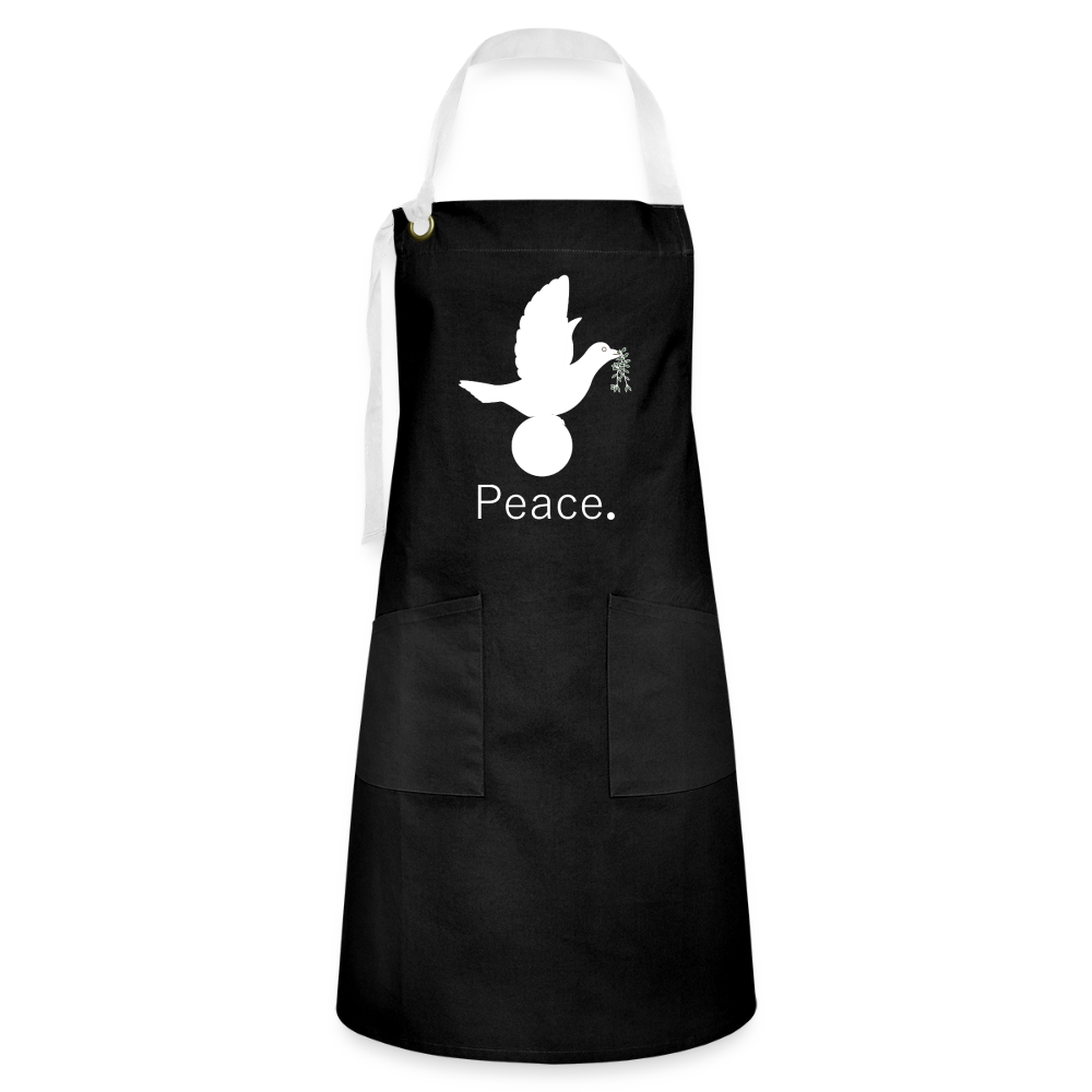 Tablier contrasté Peace blanc - Lusoquot - noir/blanc
