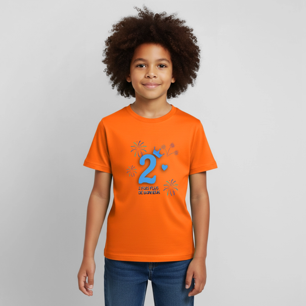 T-shirt Enfant anniversaire 2 ans Lapè bleu - Lusoquot - orange