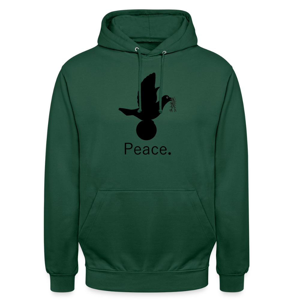 Sweat-shirt à capuche unisexe Peace noir Lusoquot - vert bouteille