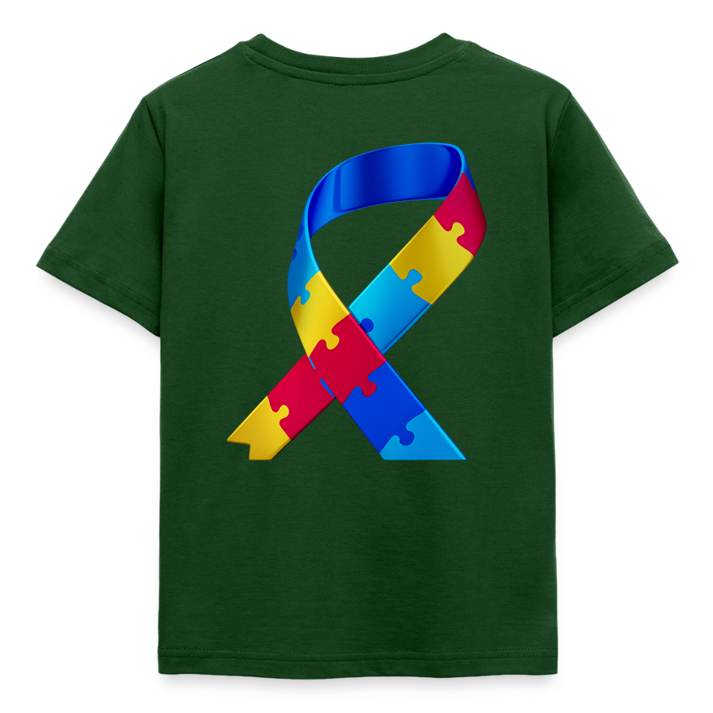 T-shirt Enfant trisomie 21 Paix jaune - Lusoquot - vert forêt
