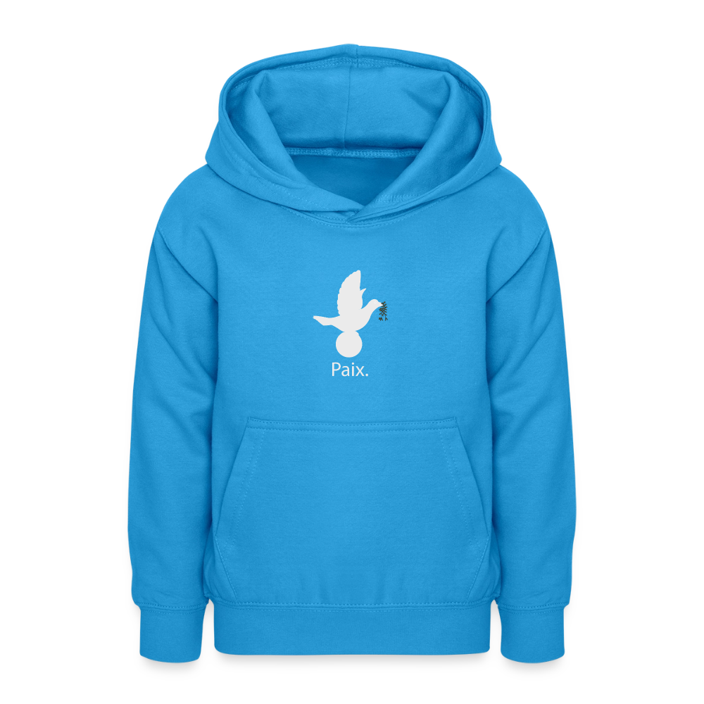 Sweat à capuche Ado Paix blanc - Lusoquot - bleu mer