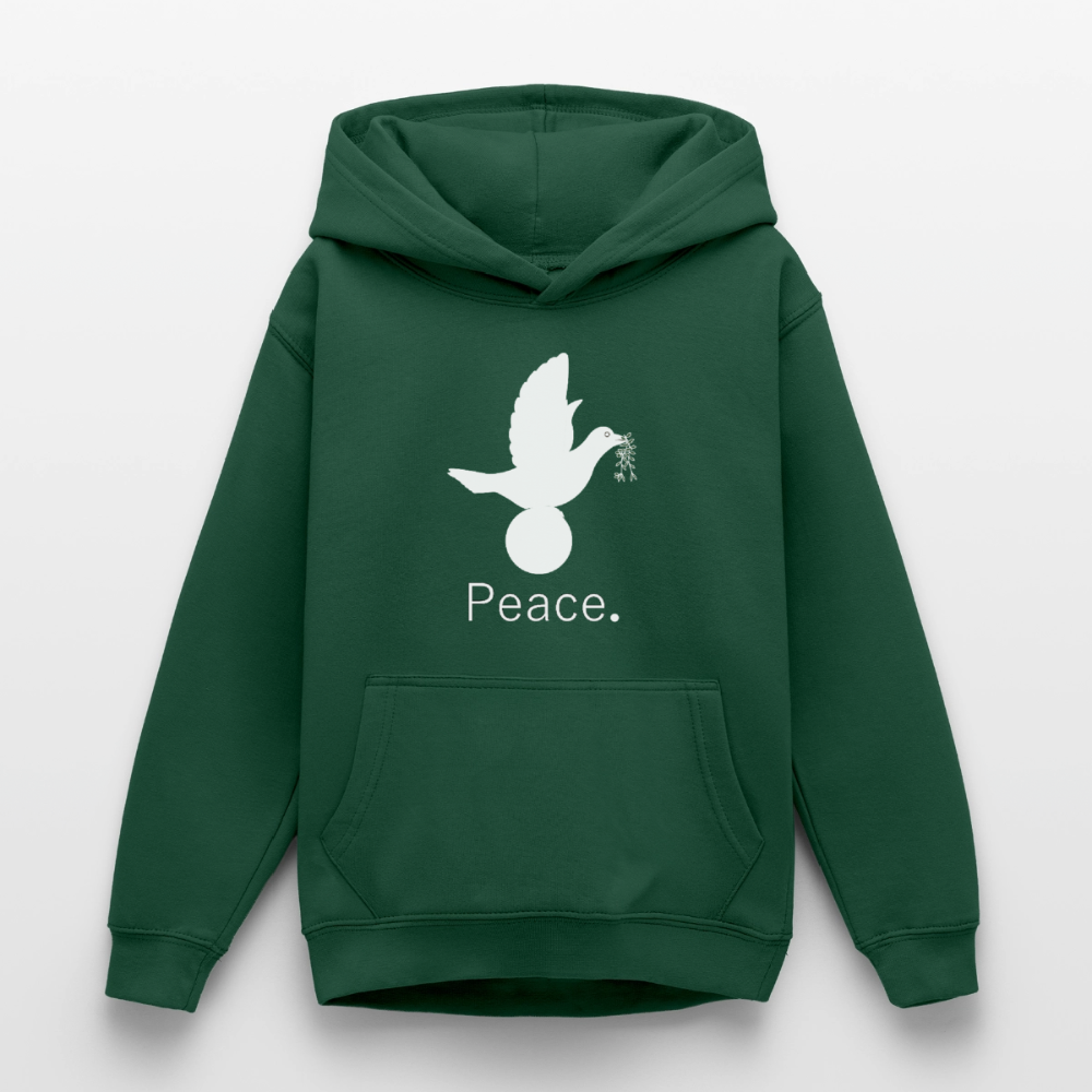 Sweat à capuche Ado_peaceblanc - vert bouteille