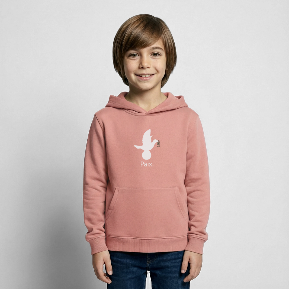 Sweat à capuche Enfant Paix blanc - Lusoquot - rose poudré