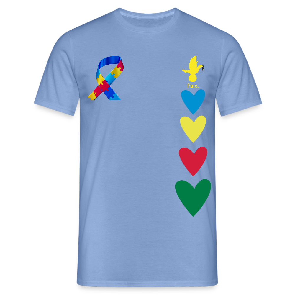 T-shirt Homme -journeemondiale trisomie 21 mars- Peace jaune - carolina blue