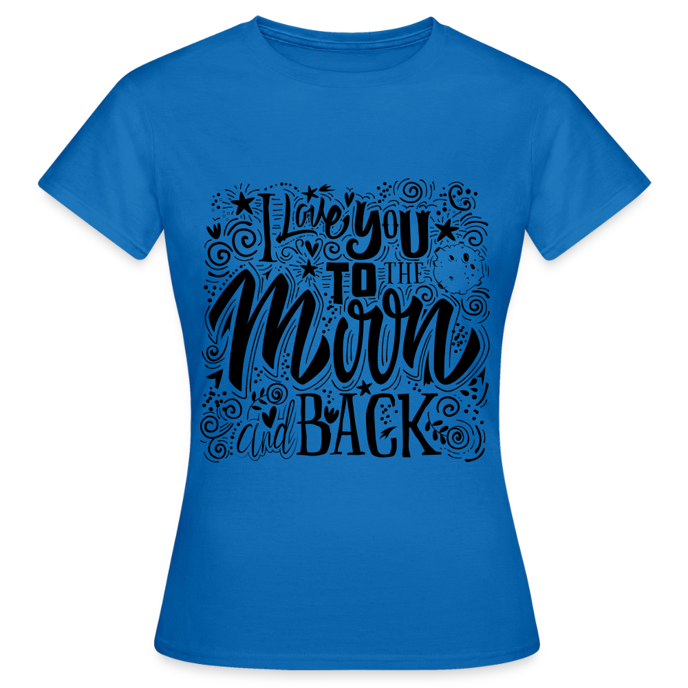 T-shirt Femme I love you to moon and back Peace noir - Lusoquot - bleu royal
