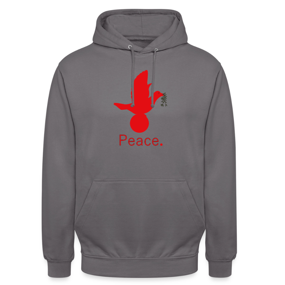 Sweat-shirt à capuche unisexe Peace rouge Lusoquot - gris éléphant