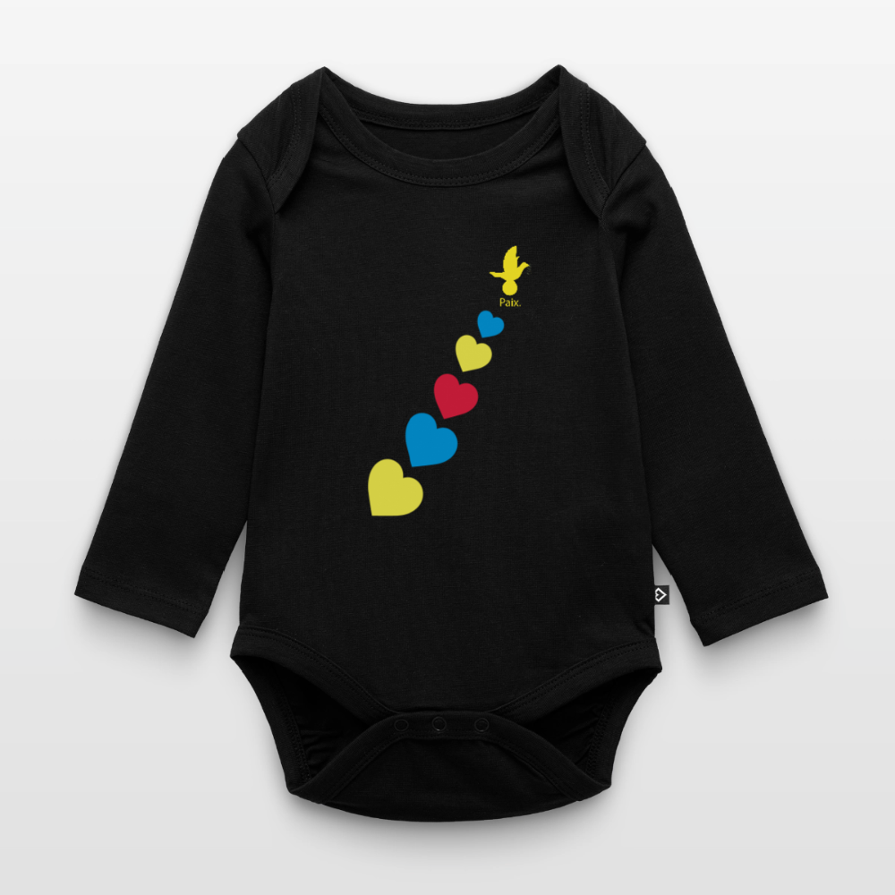 Body Bébé bio manches longues trisomie Paix jaune - Lusoquot - noir