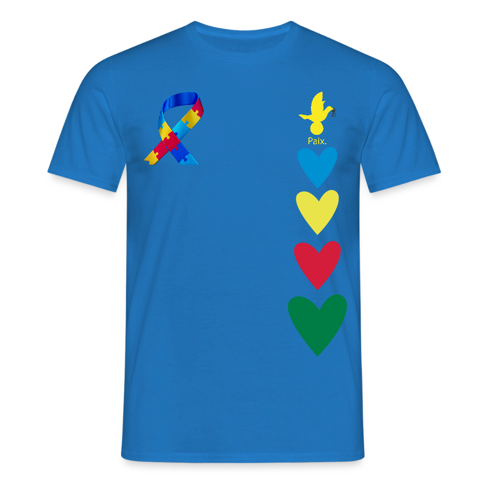 T-shirt Homme -journeemondiale trisomie 21 mars- Peace jaune - bleu royal