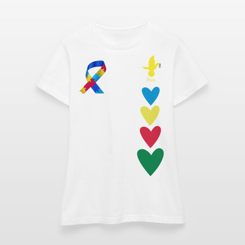 T-shirt Femme-journeemondiale trisomie 21 Peace jaune - blanc