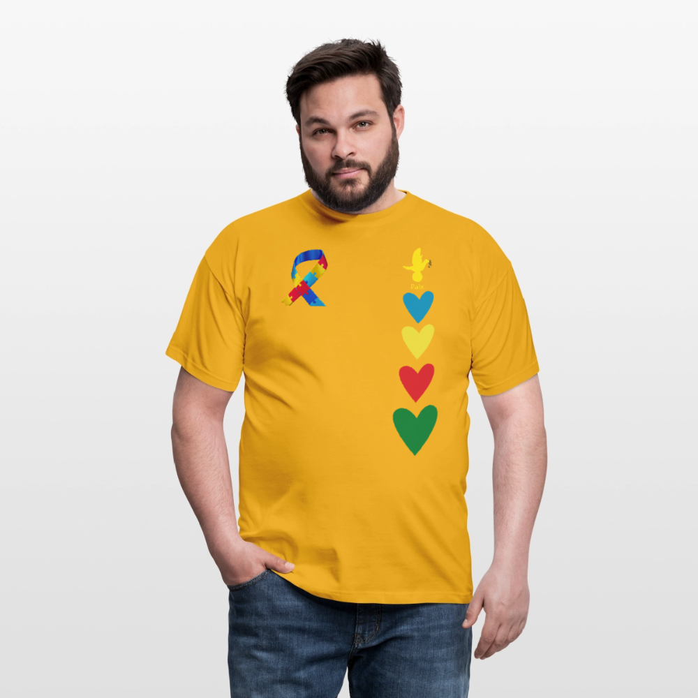 T-shirt Homme -journeemondiale trisomie 21 mars- Peace jaune - jaune