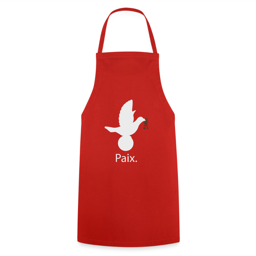 Tablier de cuisine Paix blanc - Lusoquot - rouge