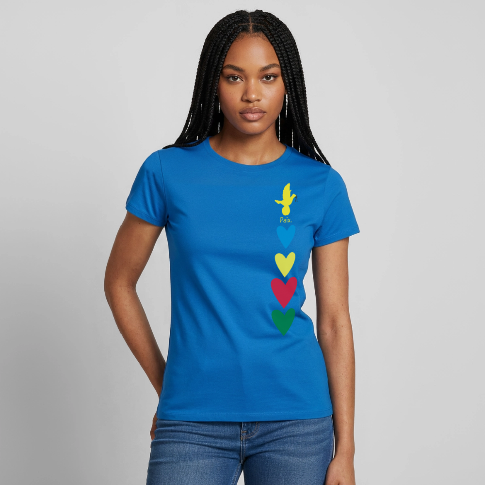 T-shirt Femme journée mondiale trisomie - Paix jaune - bleu royal