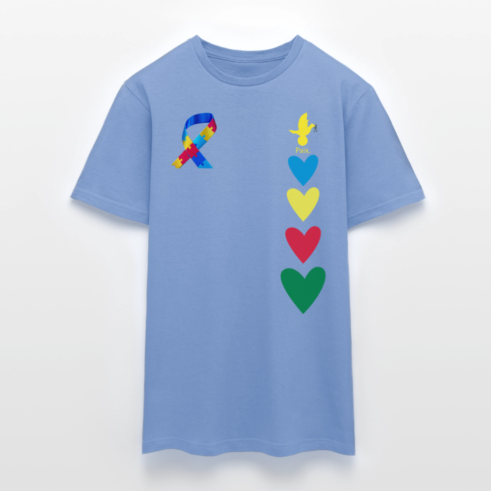 T-shirt Homme -journeemondiale trisomie 21 mars- Peace jaune - carolina blue