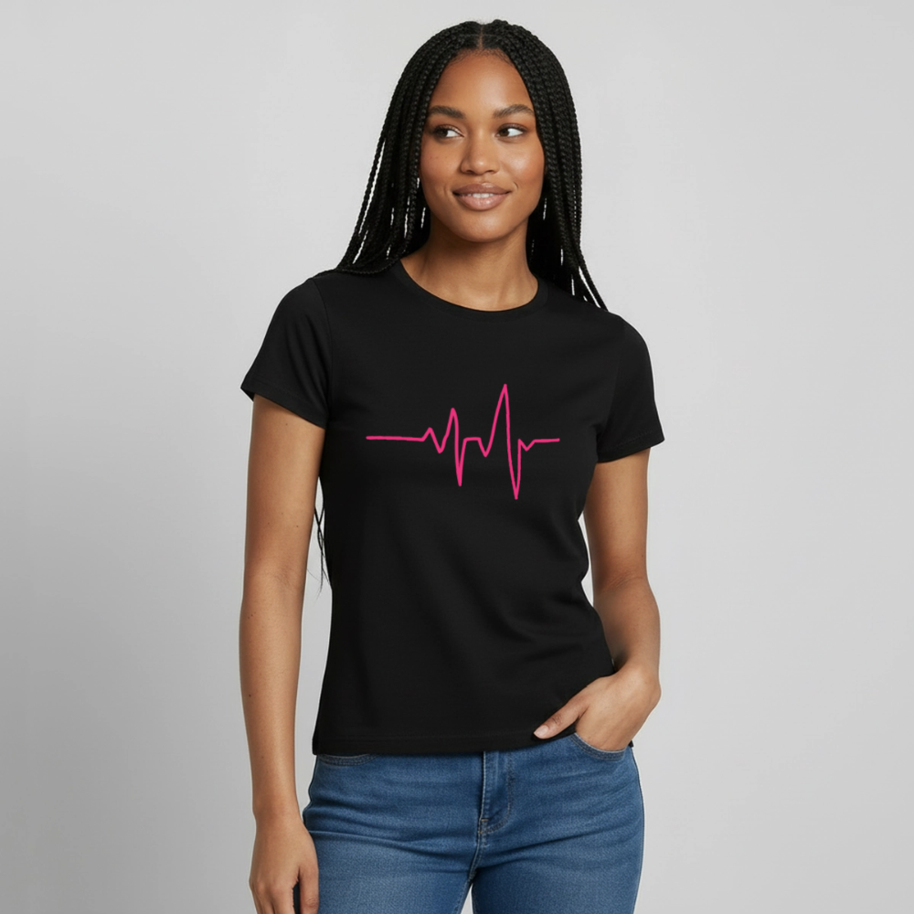 T-shirt Femme_peace_rose_coeur - noir