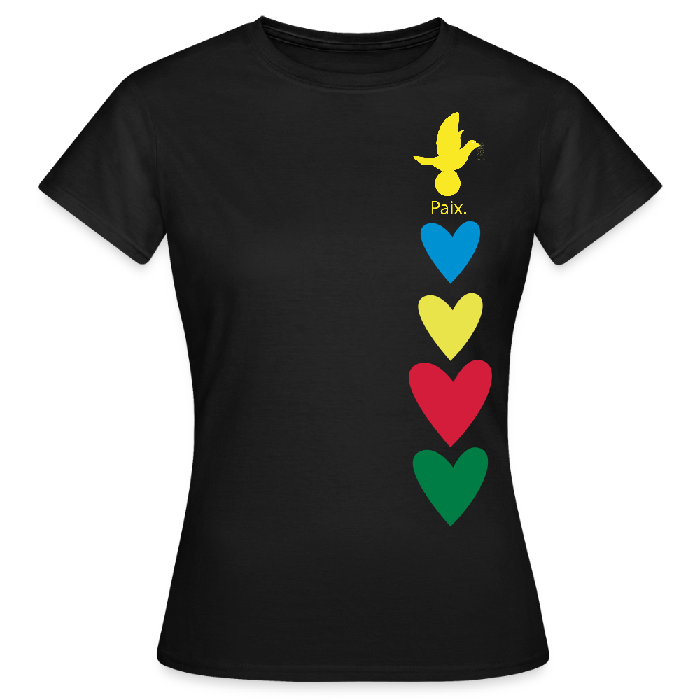 T-shirt Femme journée mondiale trisomie - Paix jaune - noir