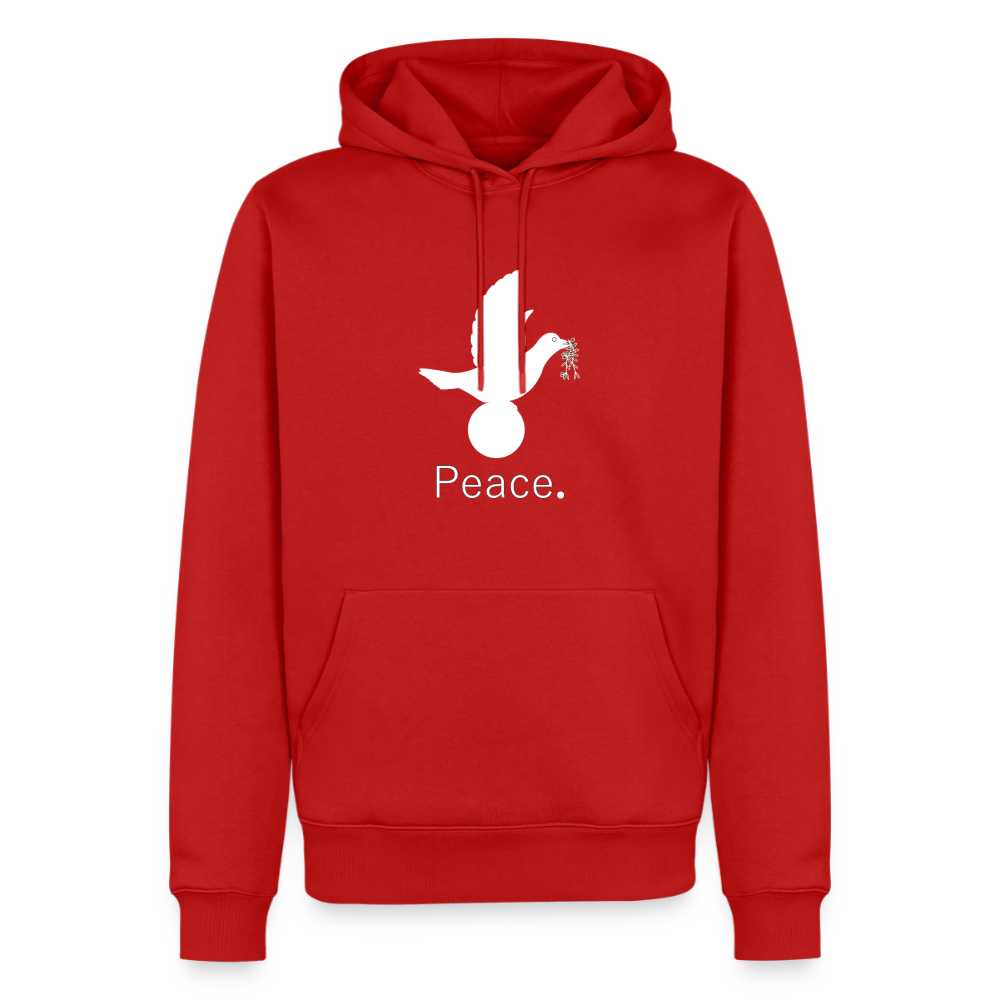 Sweat-shirt à capuche Premium pour hommes peace blanc - Lusoquot - rouge