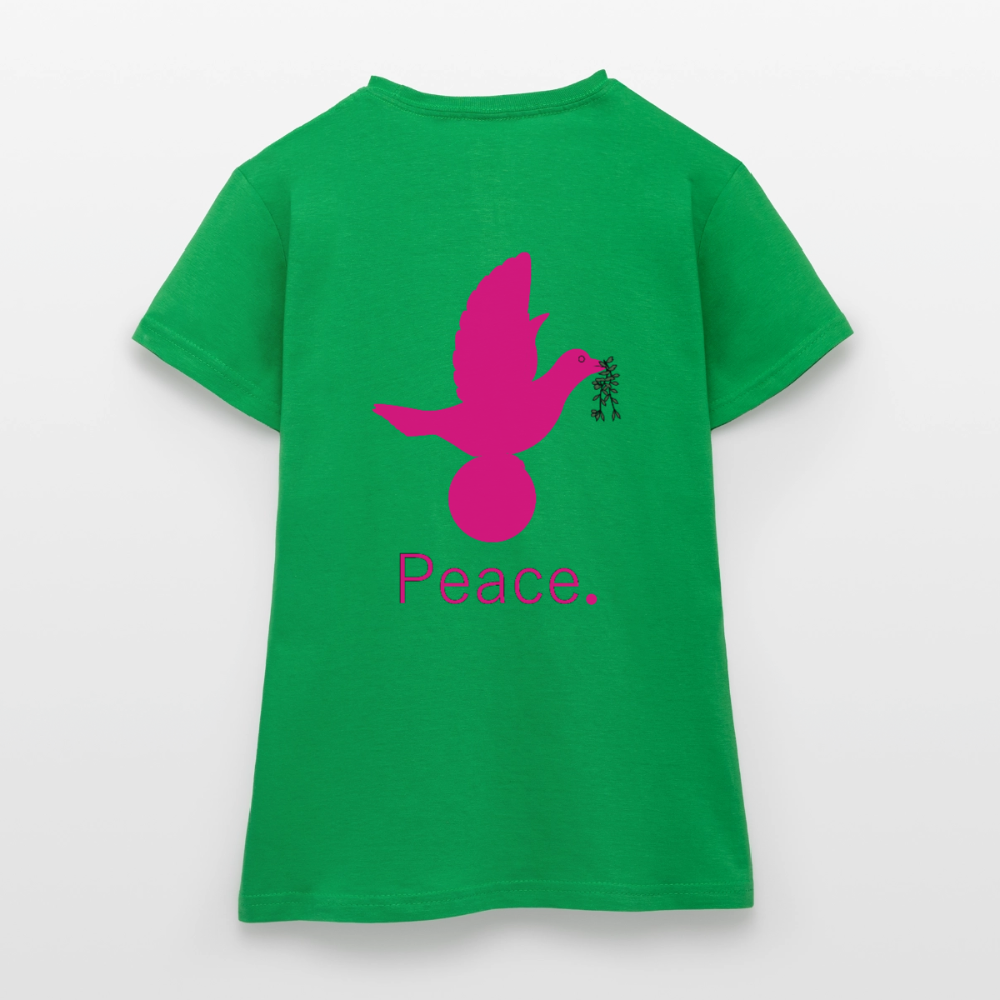 T-shirt Femme_peace_rose_coeur - vert