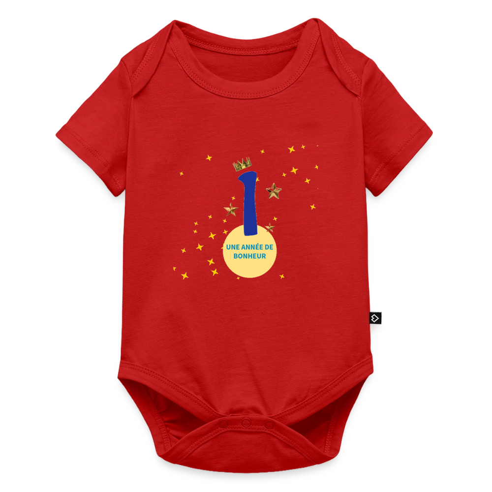 Body Bébé bio manches courtes anniversaire 1an Paix bleu - Lusoquot - rouge