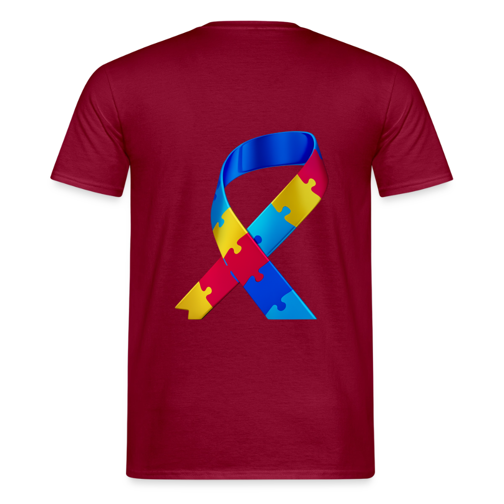 T-shirt Homme -journeemondiale trisomie 21 mars- Peace jaune - rouge brique