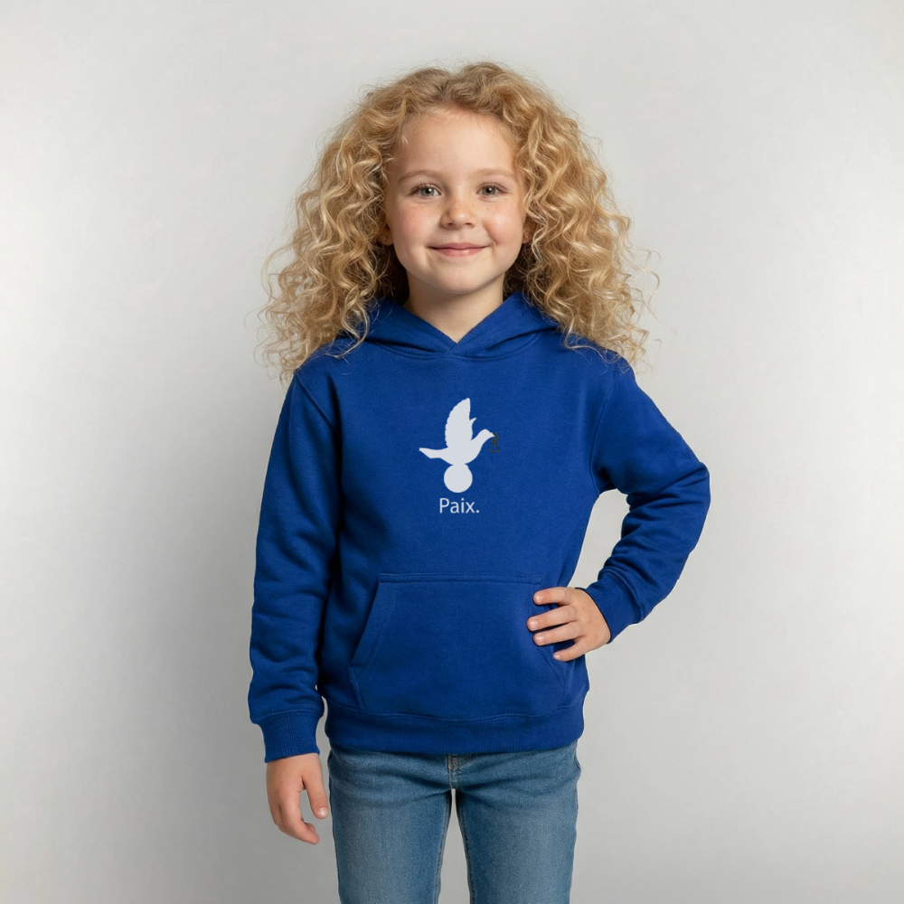 Sweat à capuche Enfant Paix blanc - Lusoquot - bleu royal