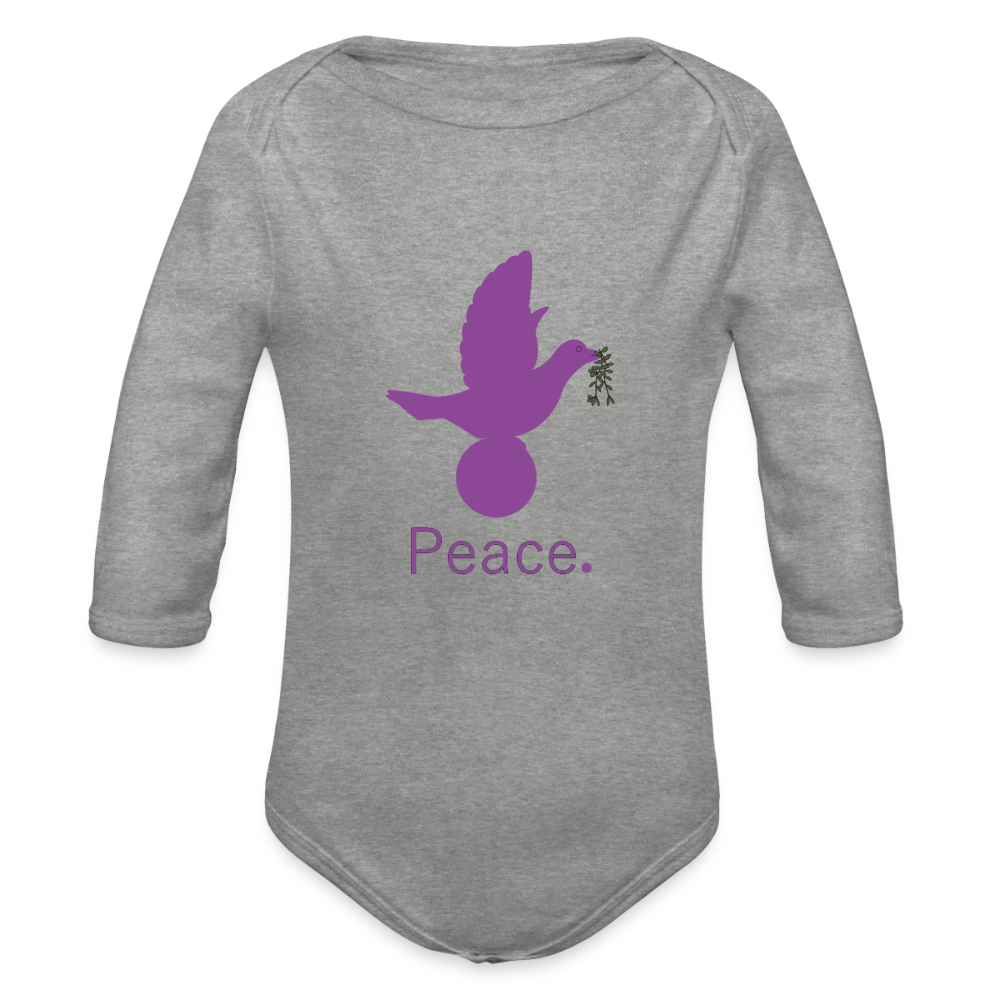 Body Bébé bio manches longues_peacemauve - gris chiné