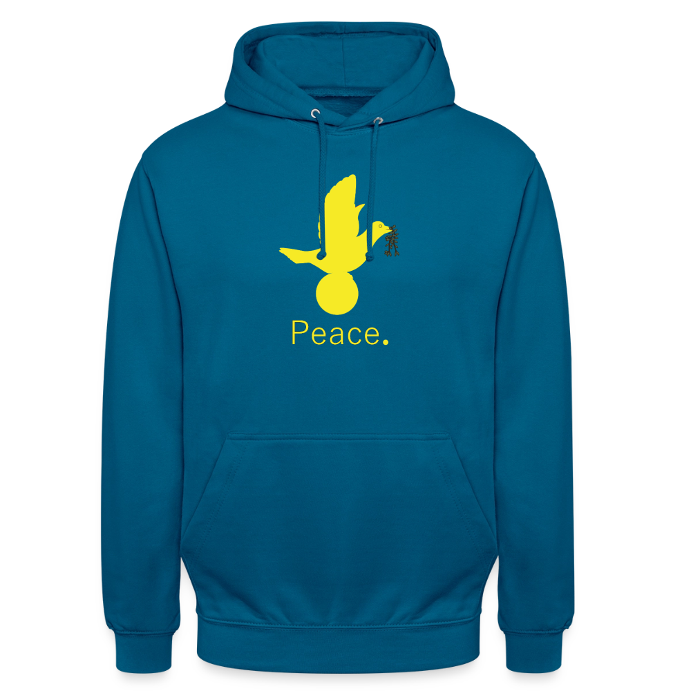 Sweat-shirt à capuche unisexe Peace jaune Lusoquot - bleu profond 