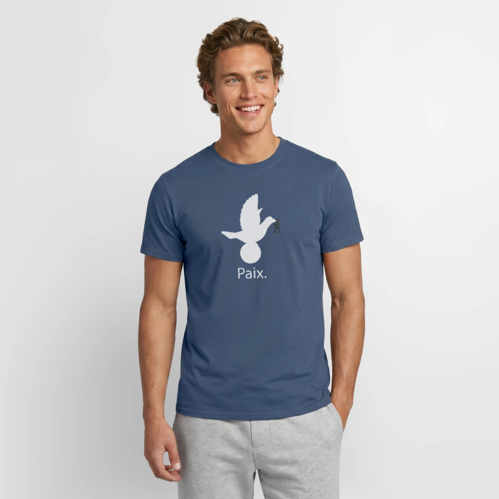 T-shirt Homme Paix blanc - Lusoquot - denim foncé
